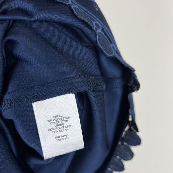 Eliza J Navy Blue Sleeveless Scalloped Hem Lace A-Line Dress - Picture 5 of 6